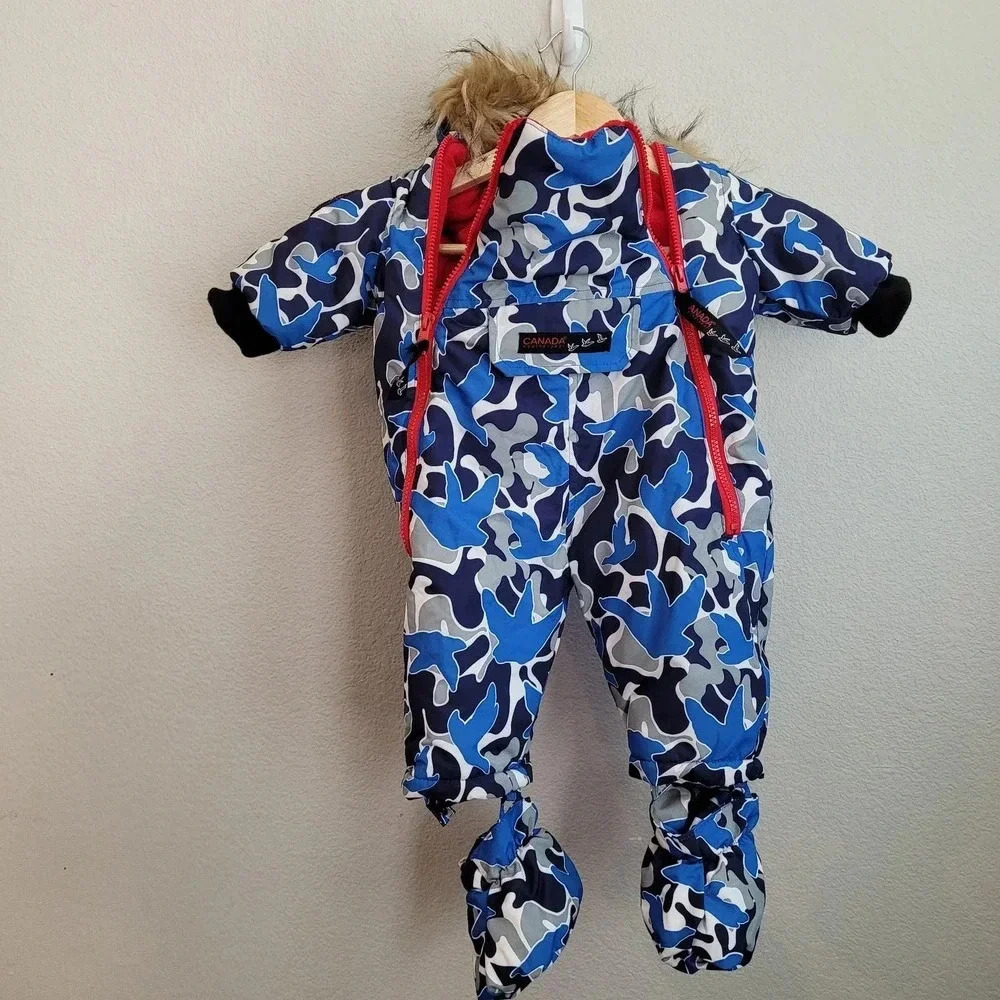 Canari Kids Blue Camo Insulated Snowsuit with Hood